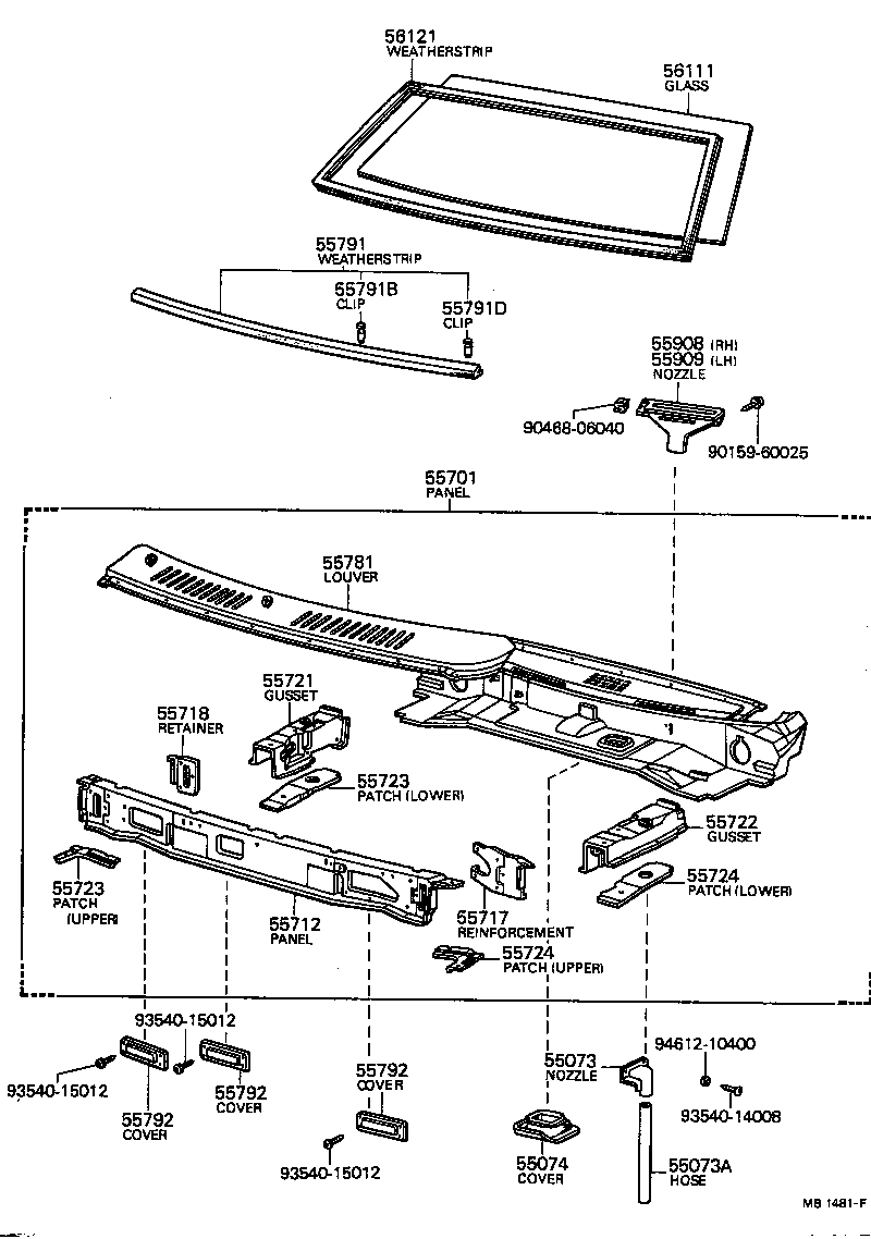 53383-14020 WEATHERSTRIP, HOOD TO COWL TOP product image