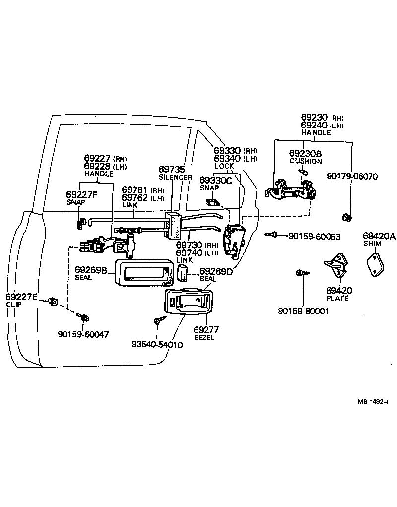69230-19035 HANDLE ASSY, REAR DOOR OUTSIDE, RH product image