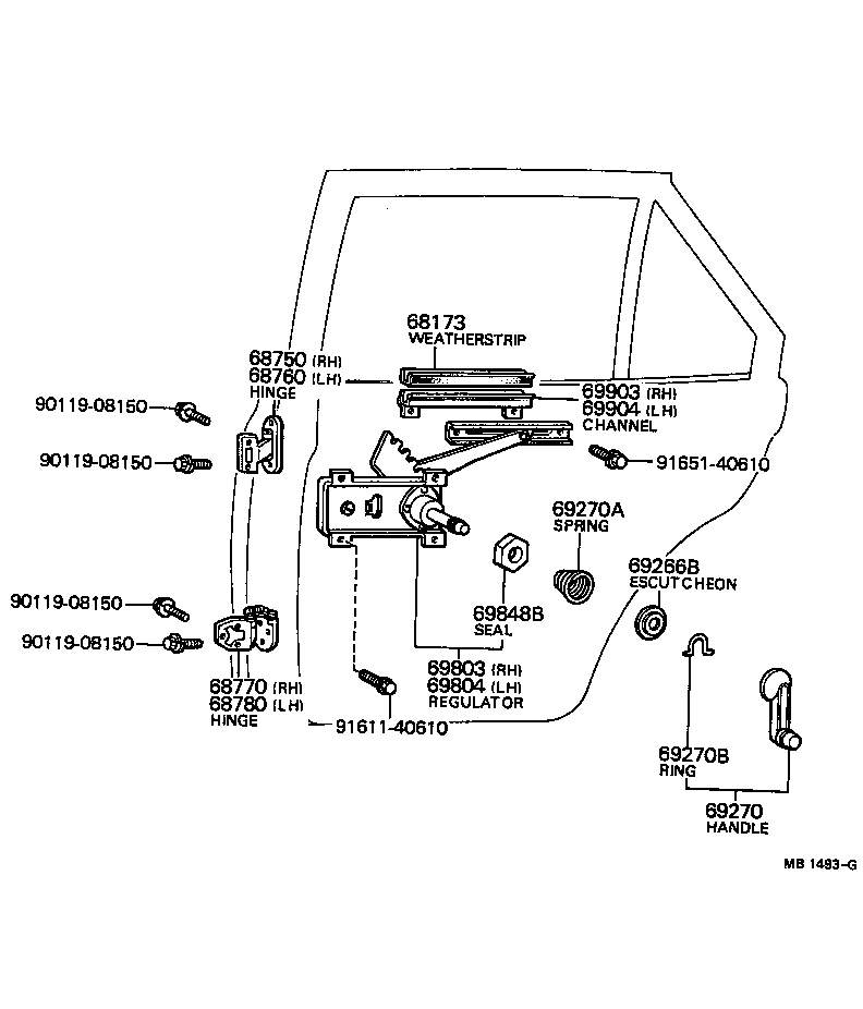 68750-20030 HINGE ASSY, REAR DOOR, UPPER RH product image