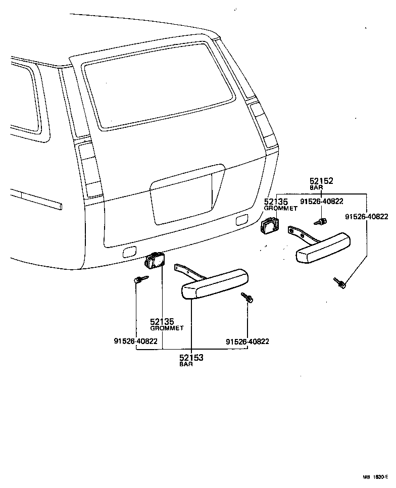 52102-95790 BAR, REAR BUMPER, RH product image