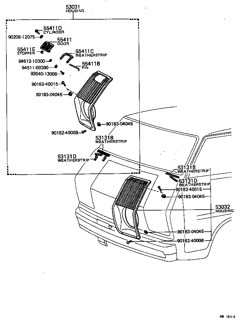 55413-95701 CYLINDER, RESERVOIR SERVICE HOLE COVER LOCK product image