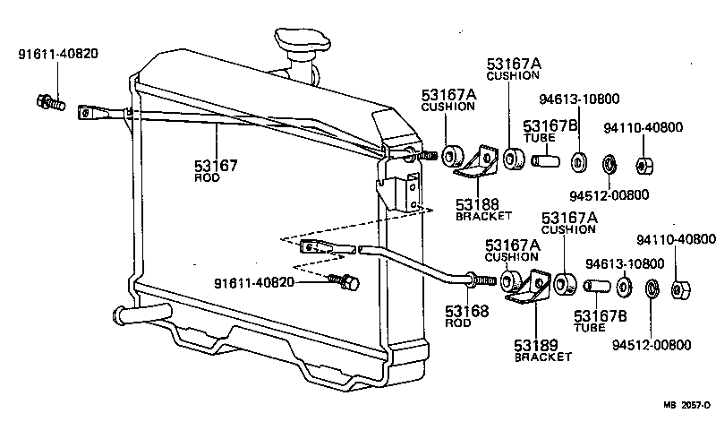 53168-25010 BRACKET, RADIATOR BRACE ROD, RH product image