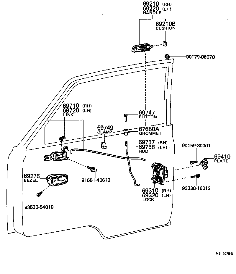69320-95013 LOCK ASSY, FRONT DOOR, LH product image