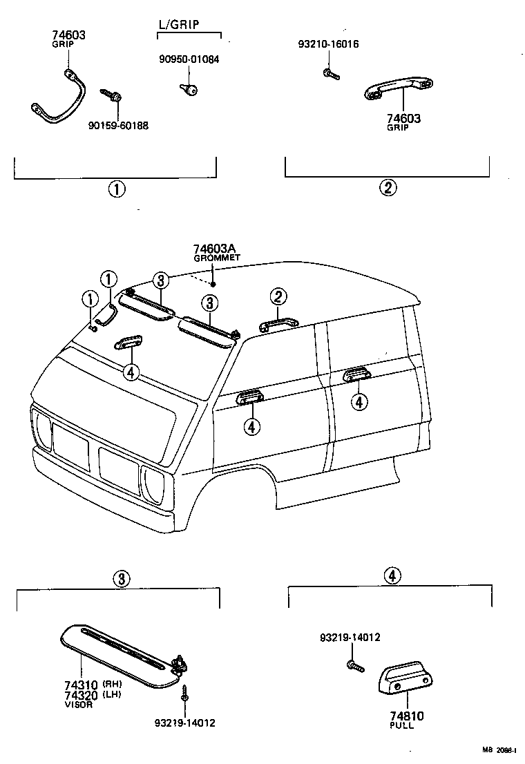 74610-95260 GRIP SUB-ASSY, ASSIST, FRONT product image
