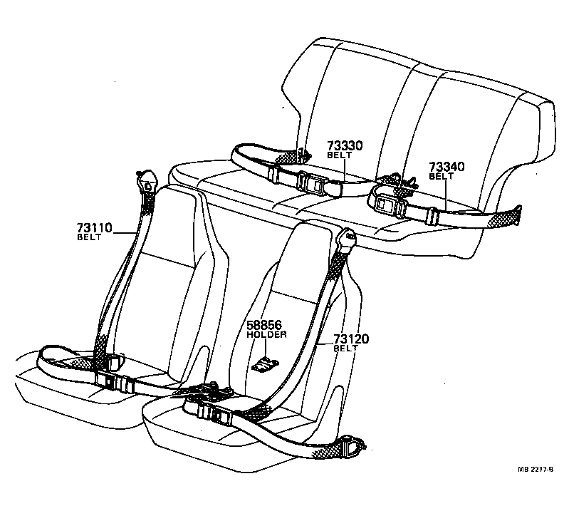 73230-10010 BELT ASSY, FRONT SEAT INNER, RH product image