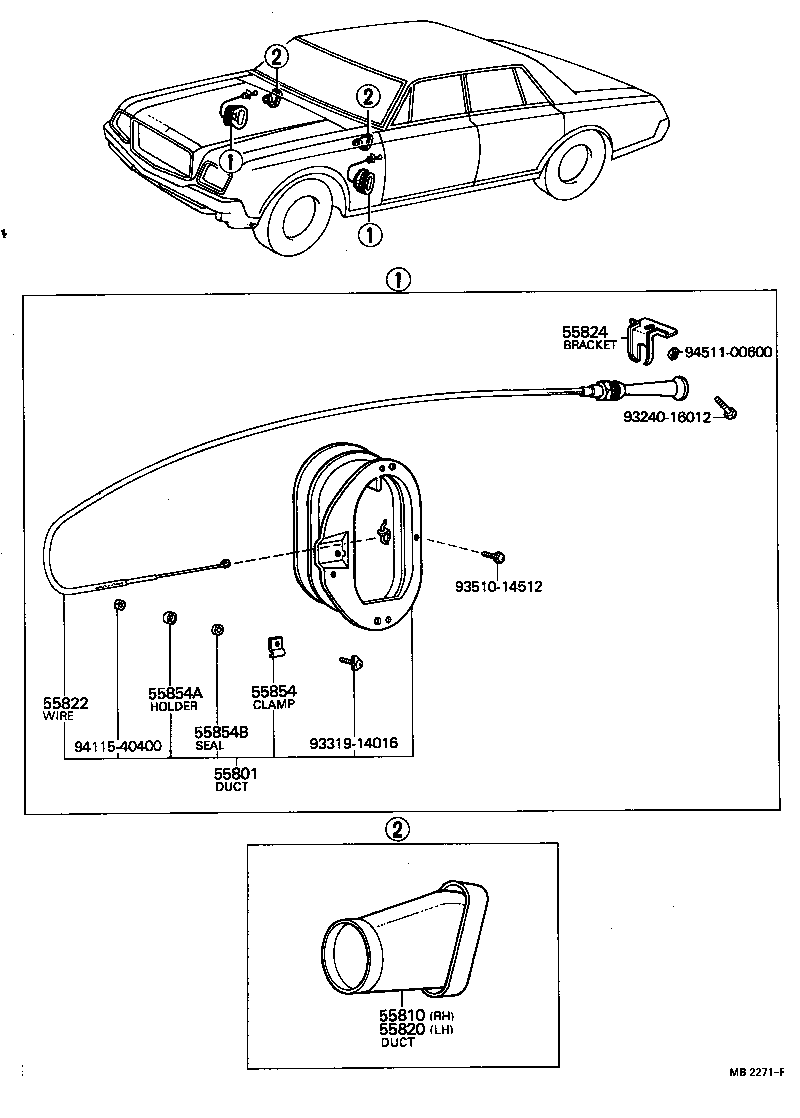 55987-91401 DUCT ASSY, SIDE VENTILATOR, RH product image