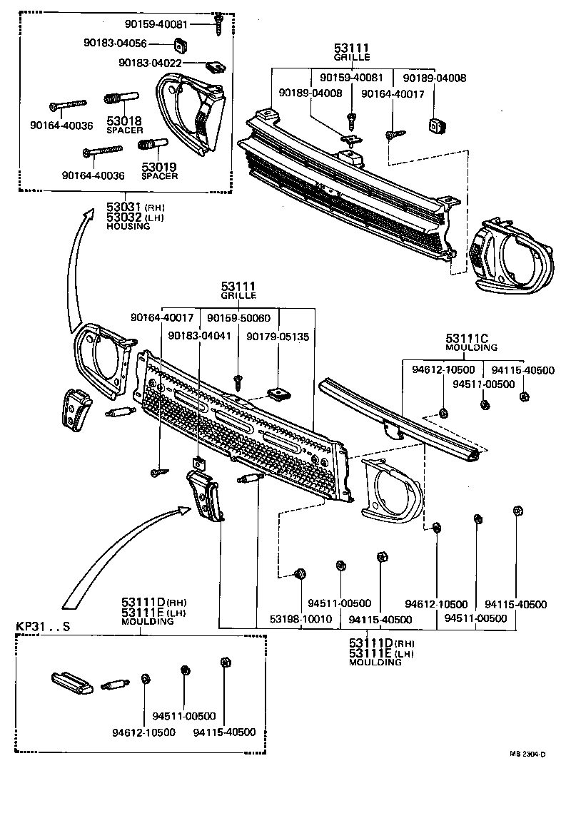 53102-19015 MOULDING, RADIATOR GRILLE, UPPER product image