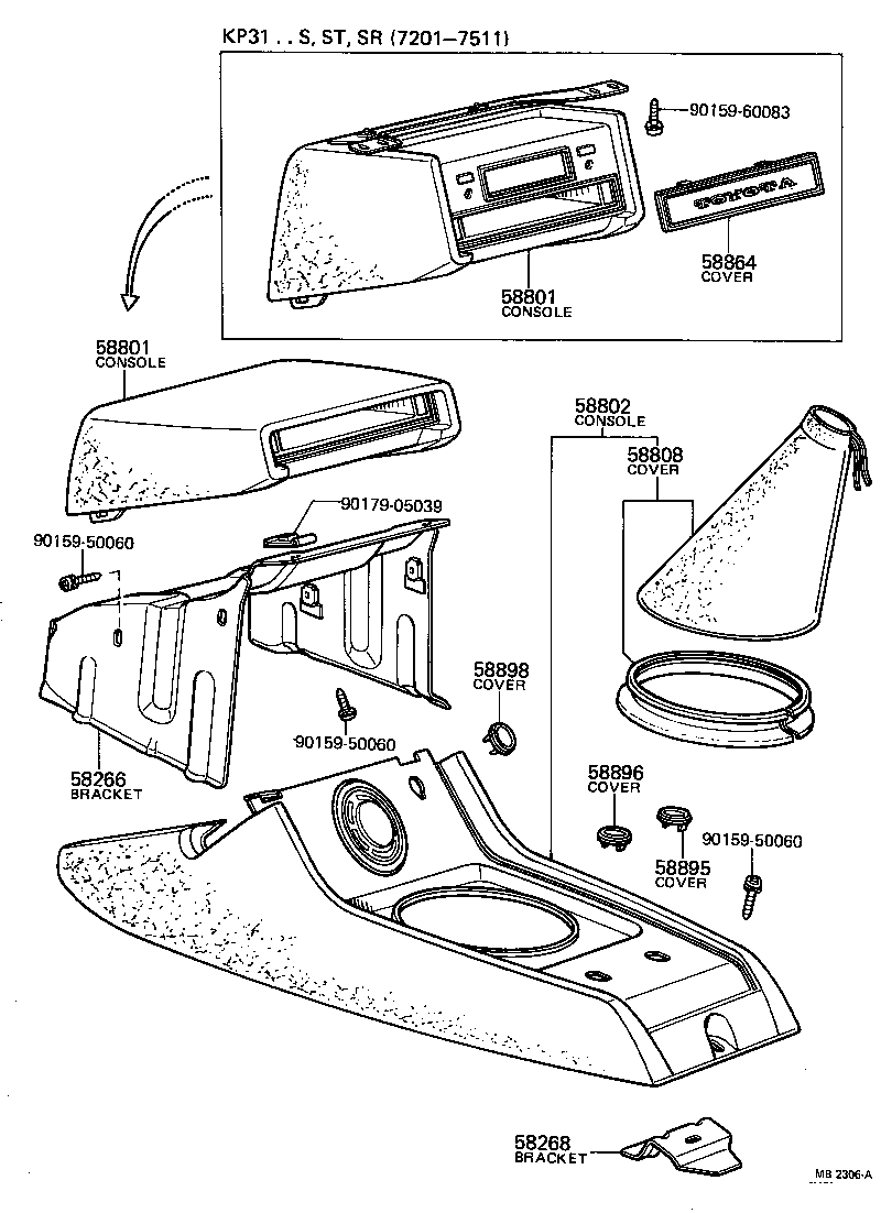 58851-10020 BRACKET, CONSOLE BOX SUPPORT, FRONT product image