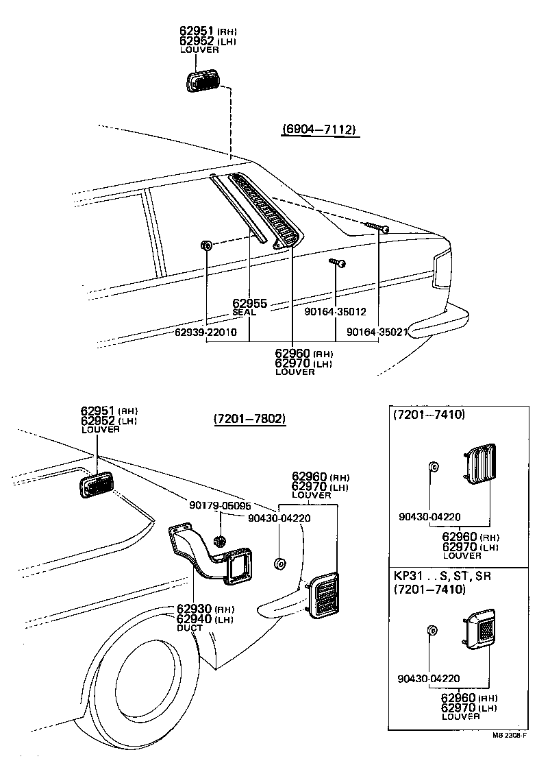 62905-10030 LOUVER ASSY, ROOF SIDE VENT, RH product image