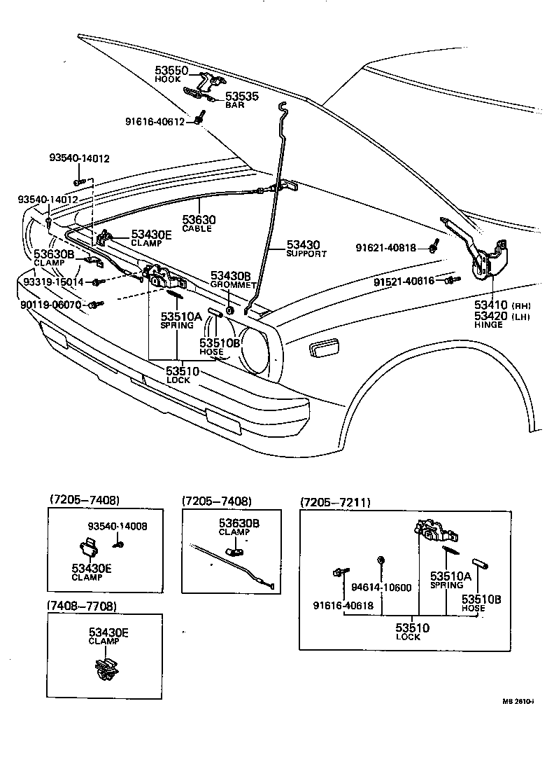 53550-89101 HOOK ASSY, HOOD AUXILIARY CATCH product image