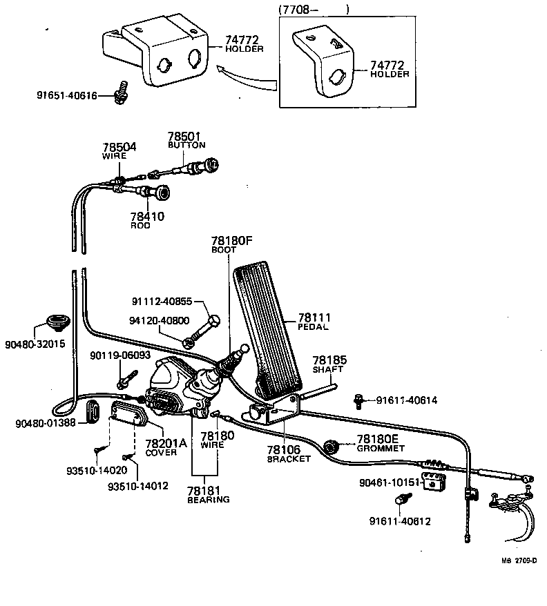 74701-95011 HOLDER, STOP AND THROTTLE WIRE product image