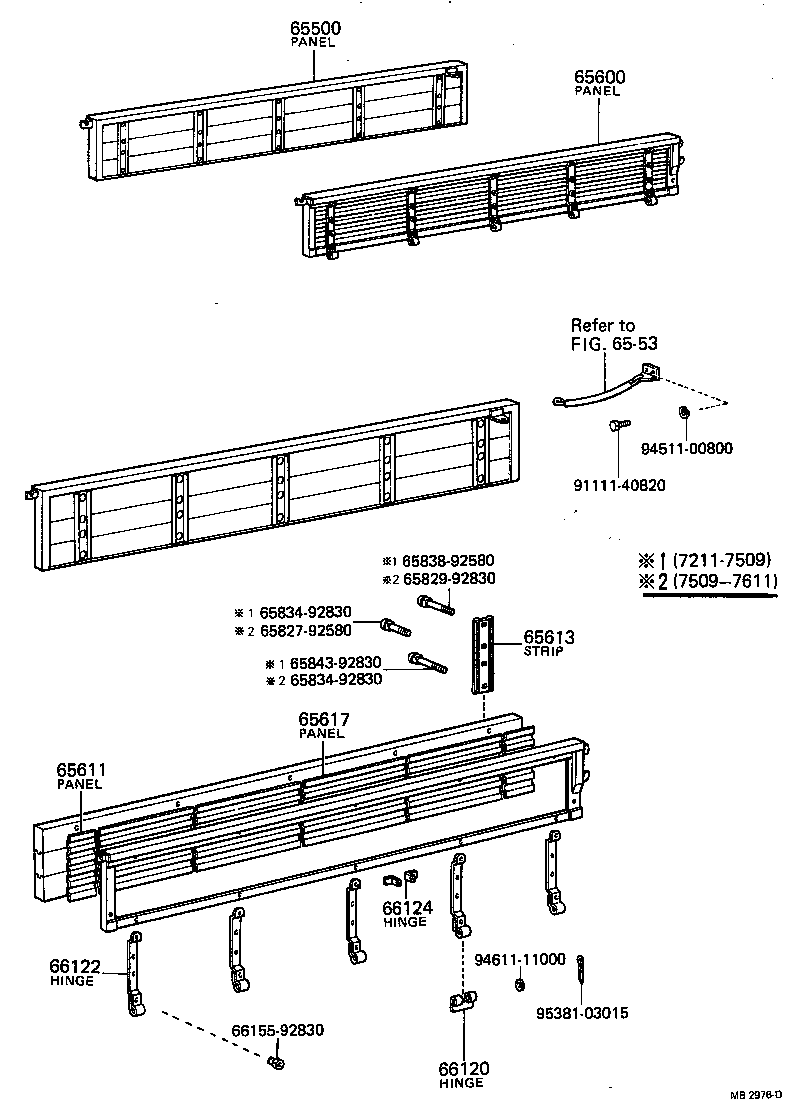 65613-92580 STRIP, SIDE GATE HINGE, INSIDE product image