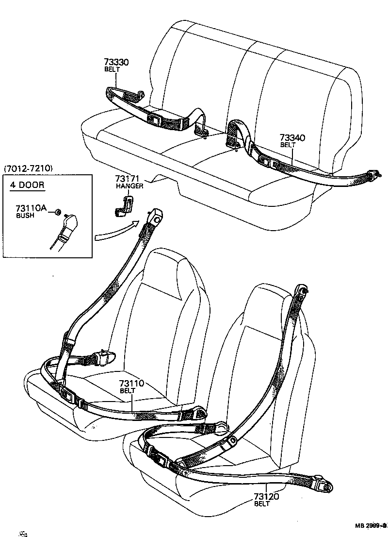 73230-14040 BELT ASSY, FRONT SEAT INNER, RH product image