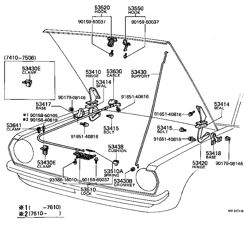 53550-19025 HOOK ASSY, HOOD AUXILIARY CATCH product image