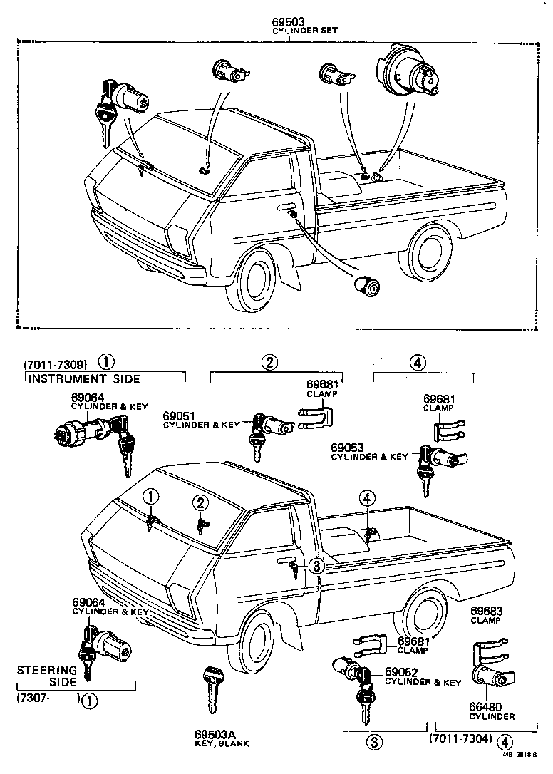69005-87401 CYLINDER SET, LOCK product image
