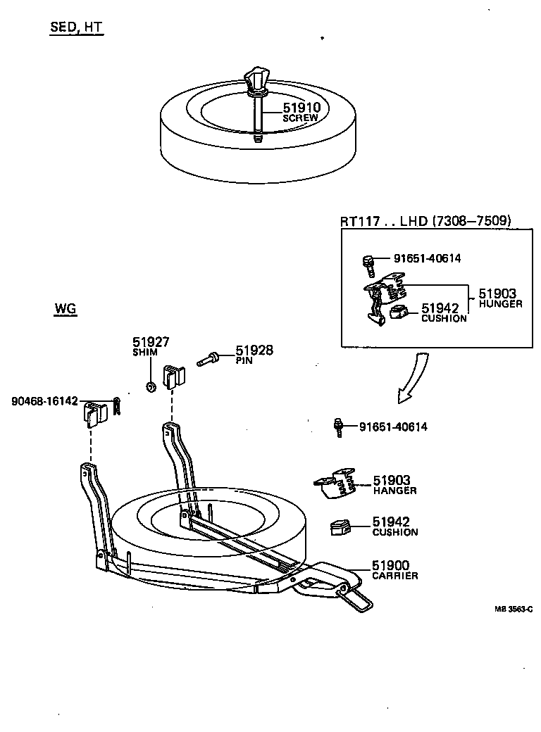 51900-21030 CARRIER ASSY, SPARE WHEEL product image