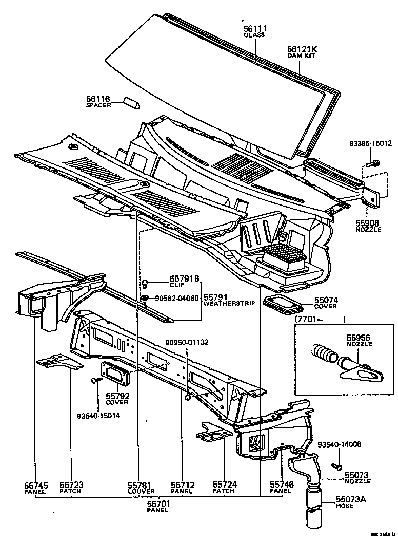 53383-20030 WEATHERSTRIP, HOOD TO COWL TOP product image
