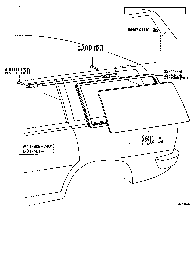 68104-20060 GLASS, QUARTER WINDOW, LH product image