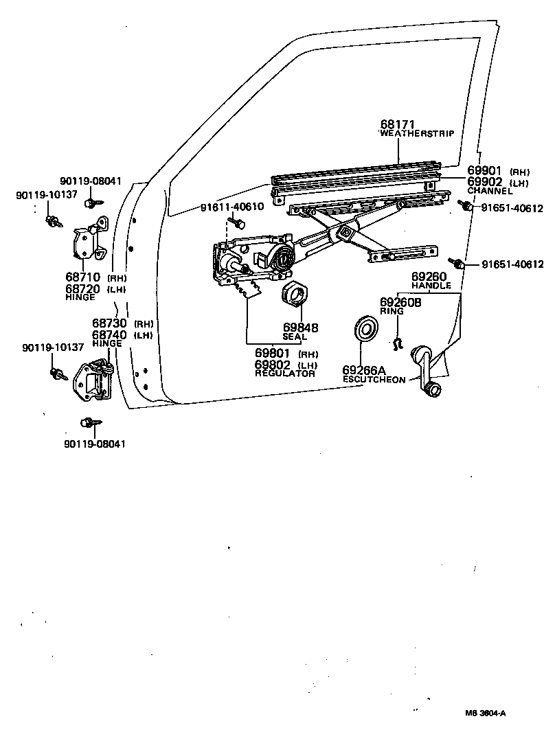 69801-95502 REGULATOR SUB-ASSY, FRONT DOOR WINDOW, RH product image
