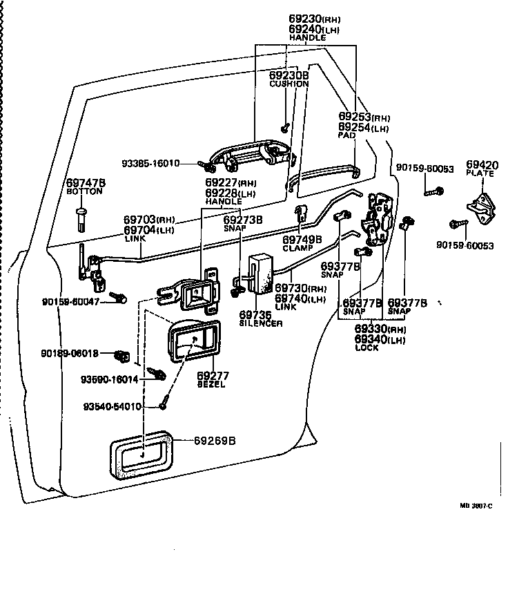 69703-20020 LINK SUB-ASSY, REAR DOOR LOCKING CONTROL, RH product image