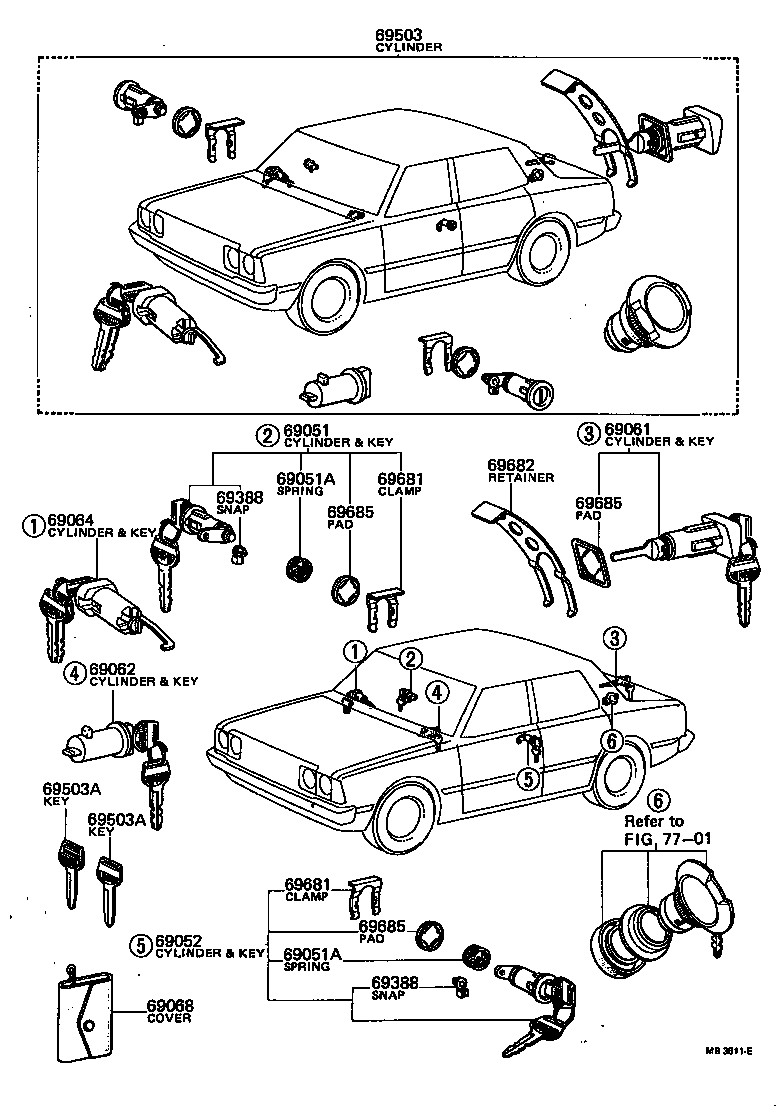 69005-29095 CYLINDER SET, LOCK product image