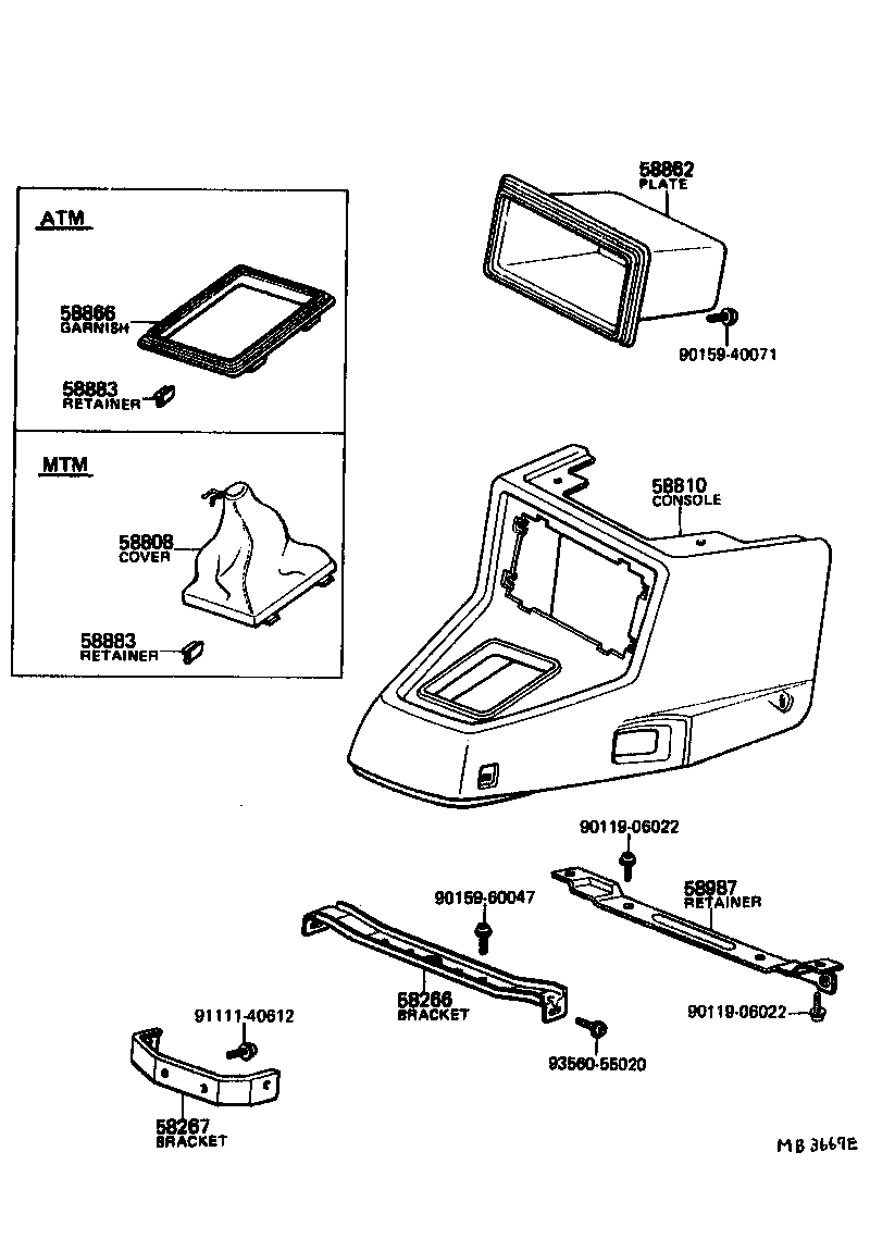 Toyota 58801-20060-01 CONSOLE ASSY