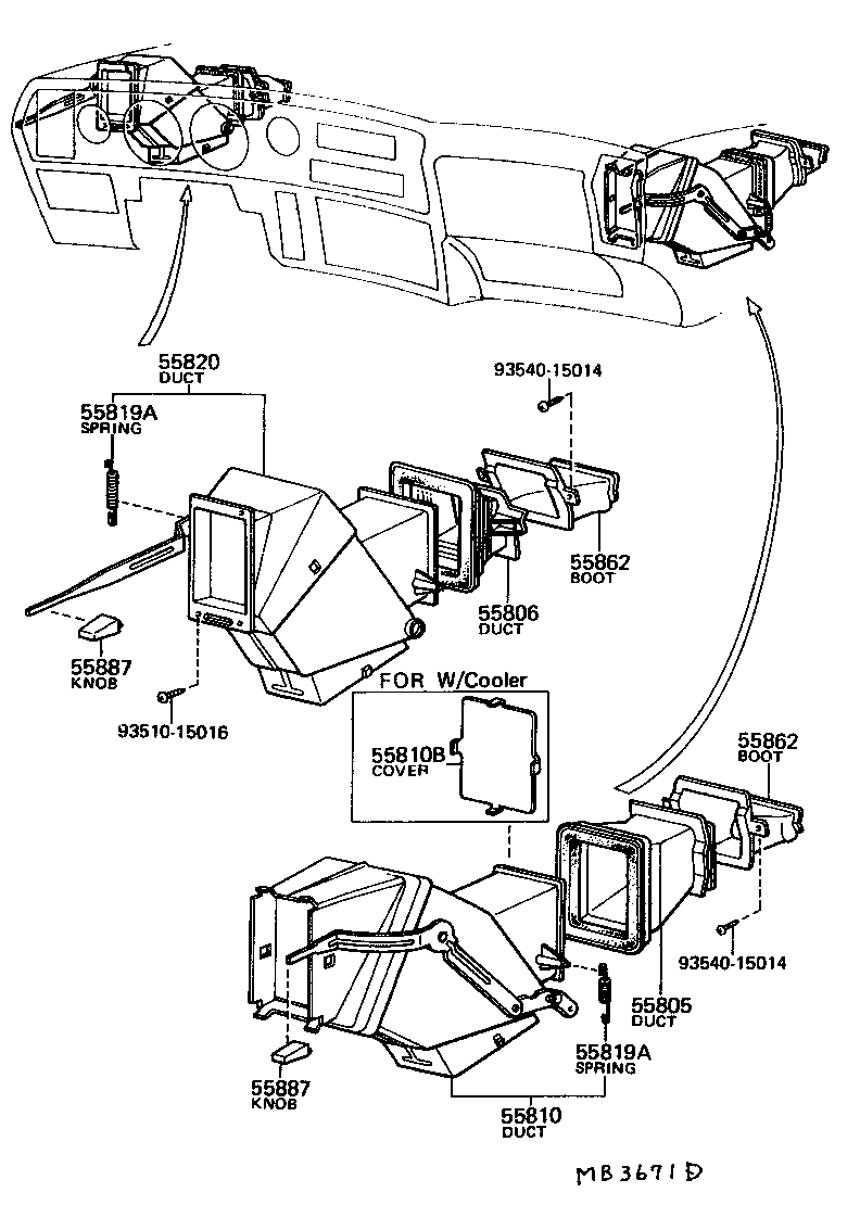 Toyota 55887-20020 KNOB, SIDE VENTILATOR BUTTERFLY CONTROL