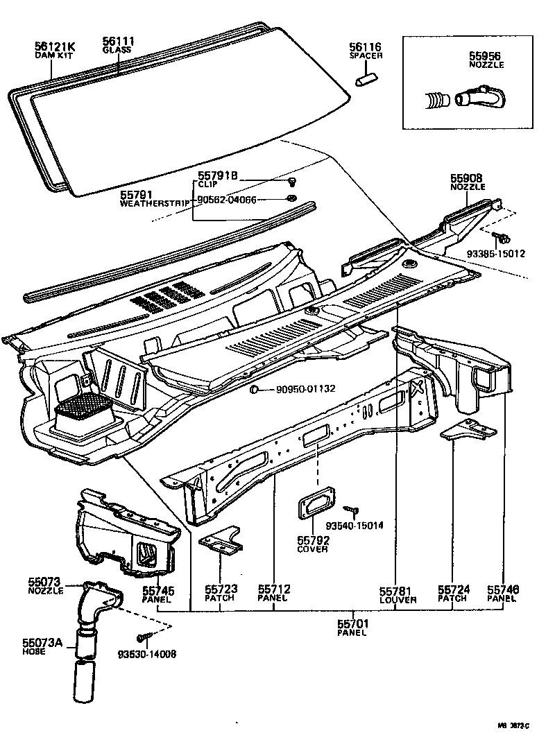 Toyota 55712-20906 PANEL, COWL TOP OUTSIDE, FRONT