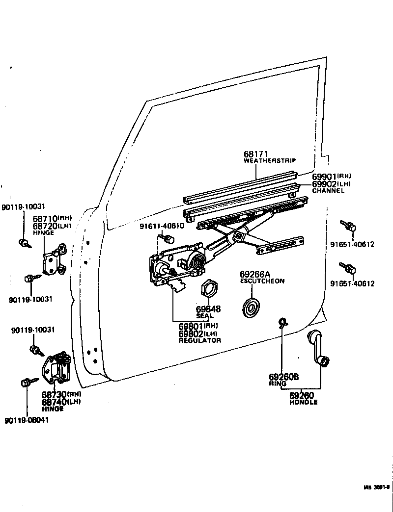 Toyota 68720-20030 HINGE ASSY, FRONT DOOR, UPPER LH