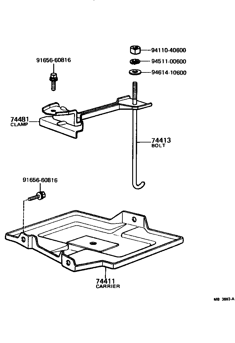 Toyota 74404-20070 CLAMP, BATTERY HOLD DOWN