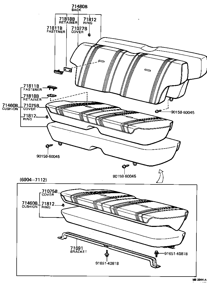 71702-11070 STOPPER SUB-ASSY, REAR SEAT BACK, RH product image
