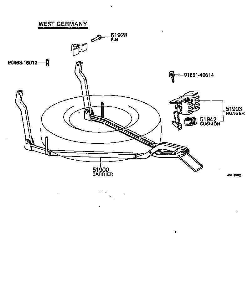 51900-21030 CARRIER ASSY, SPARE WHEEL product image