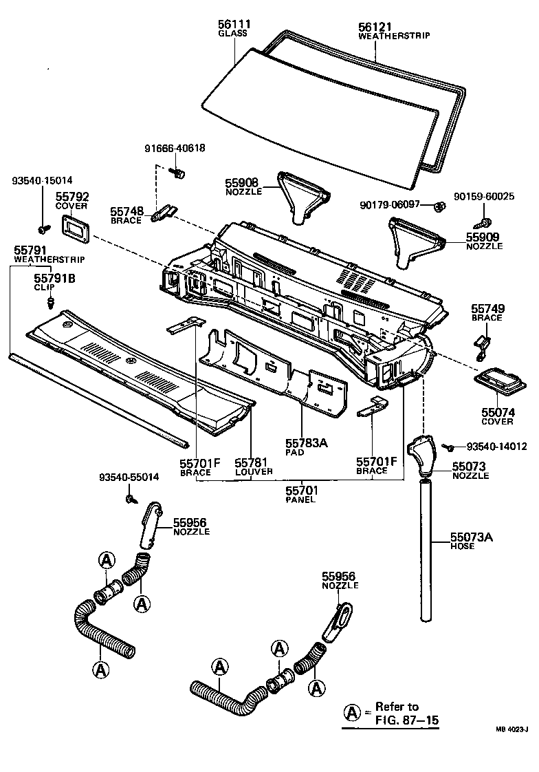 53383-12010 WEATHERSTRIP, HOOD TO COWL TOP product image