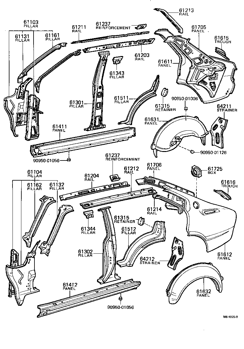 61341-13010 PILLAR, CENTER BODY, INNER UPPER RH product image