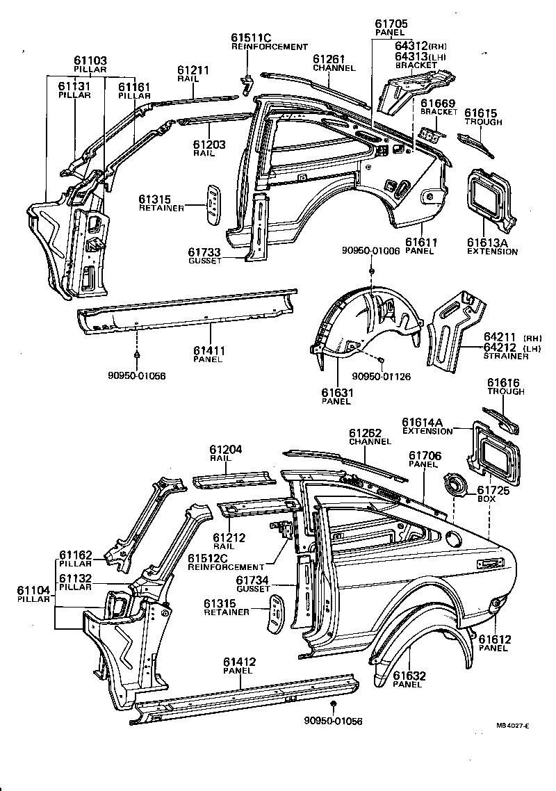 61341-13010 PILLAR, CENTER BODY, INNER UPPER RH product image