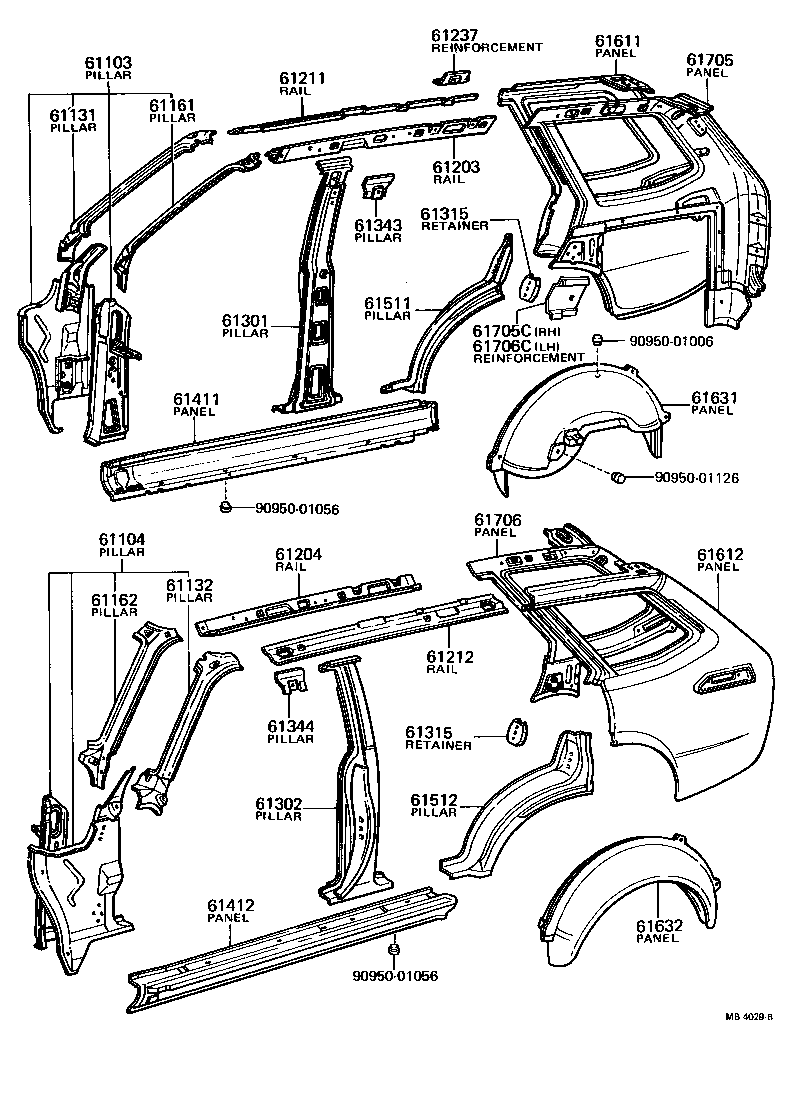 61341-13010 PILLAR, CENTER BODY, INNER UPPER RH product image
