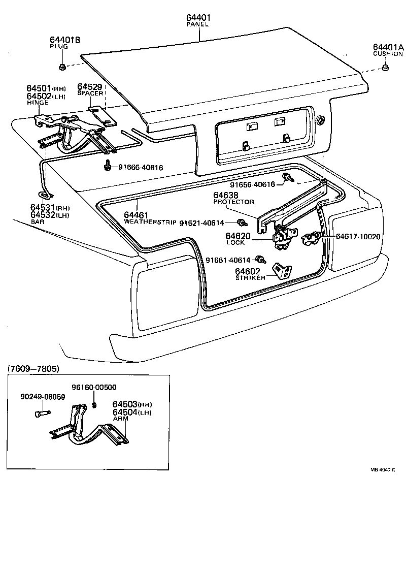 64520-12081 HINGE SUB-ASSY, LUGGAGE COMPARTMENT DOOR, LH product image