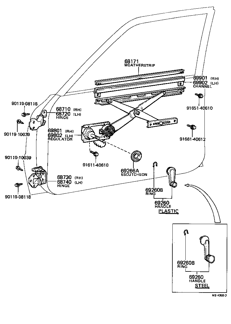 69810-12130 REGULATOR SUB-ASSY, FRONT DOOR WINDOW, RH product image