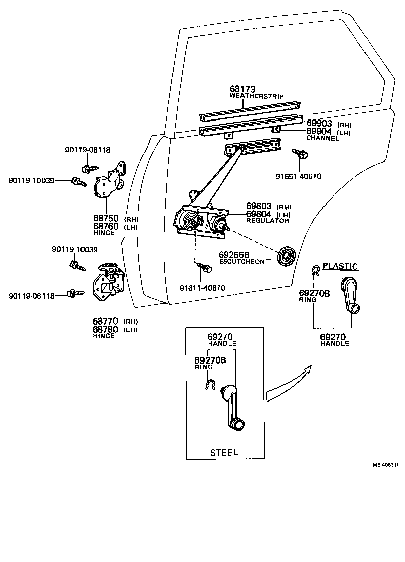 69840-12052 REGULATOR SUB-ASSY, REAR DOOR WINDOW, LH product image