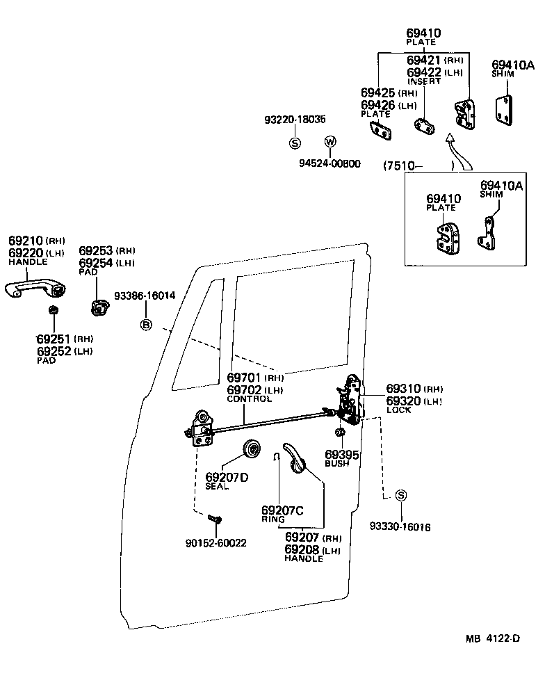 69320-95213 LOCK ASSY, FRONT DOOR, LH product image