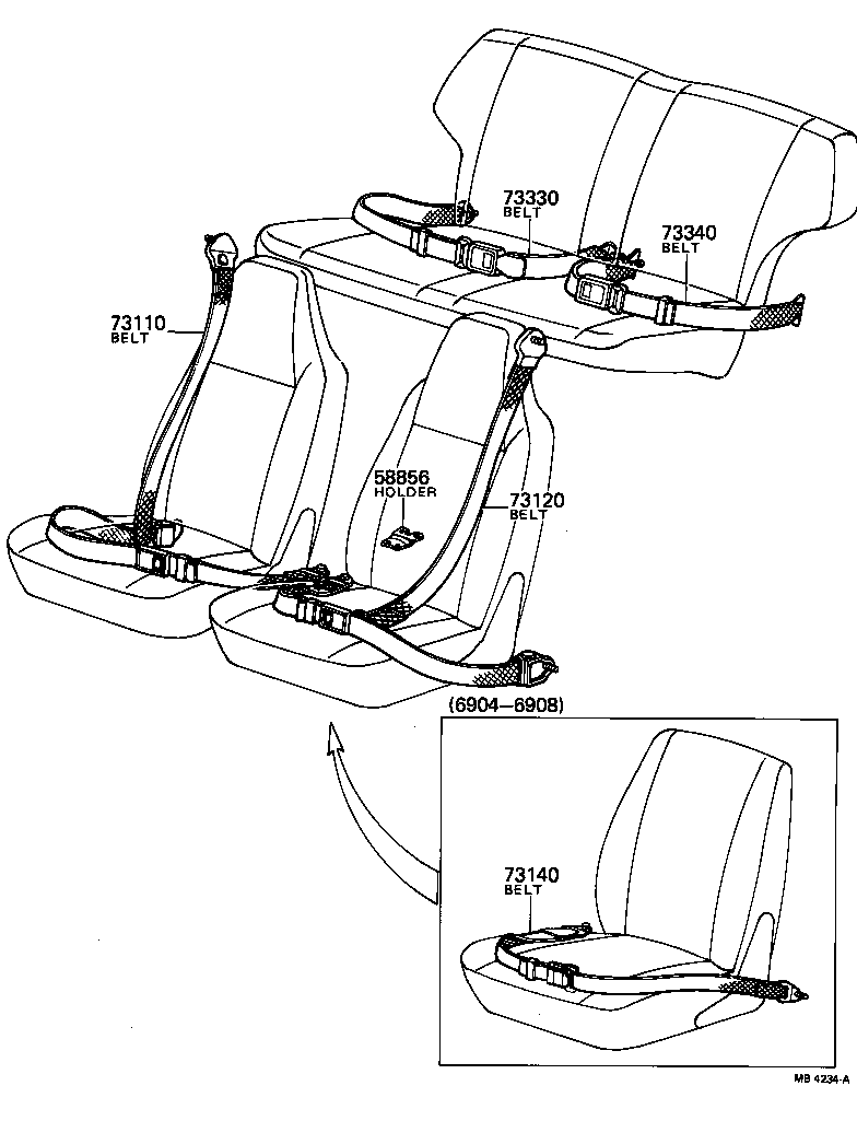 73210-10320 BELT ASSY, FRONT SEAT OUTER, RH product image