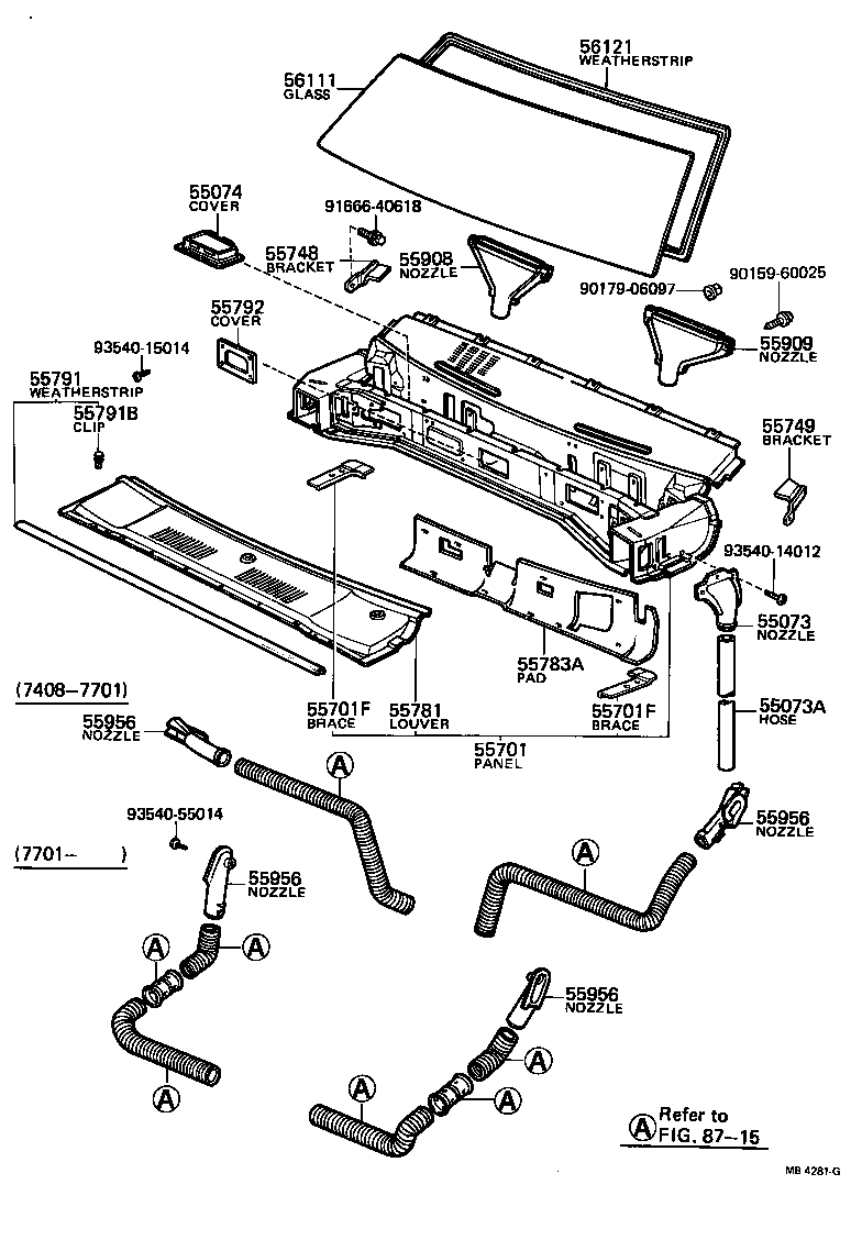 53383-12010 WEATHERSTRIP, HOOD TO COWL TOP product image