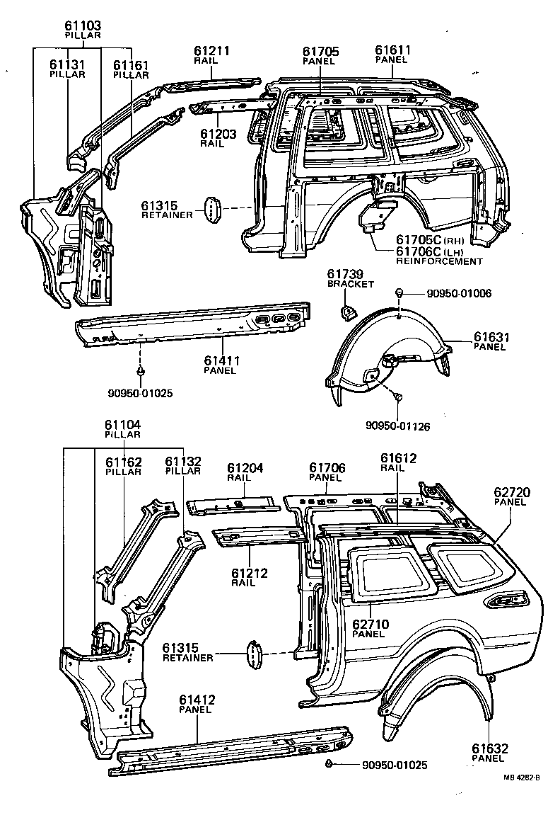 61341-13010 PILLAR, CENTER BODY, INNER UPPER RH product image