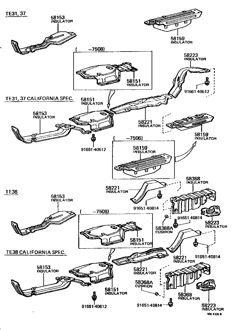 Toyota 58041-12020 INSULATOR, FRONT FLOOR HEAT, NO.1