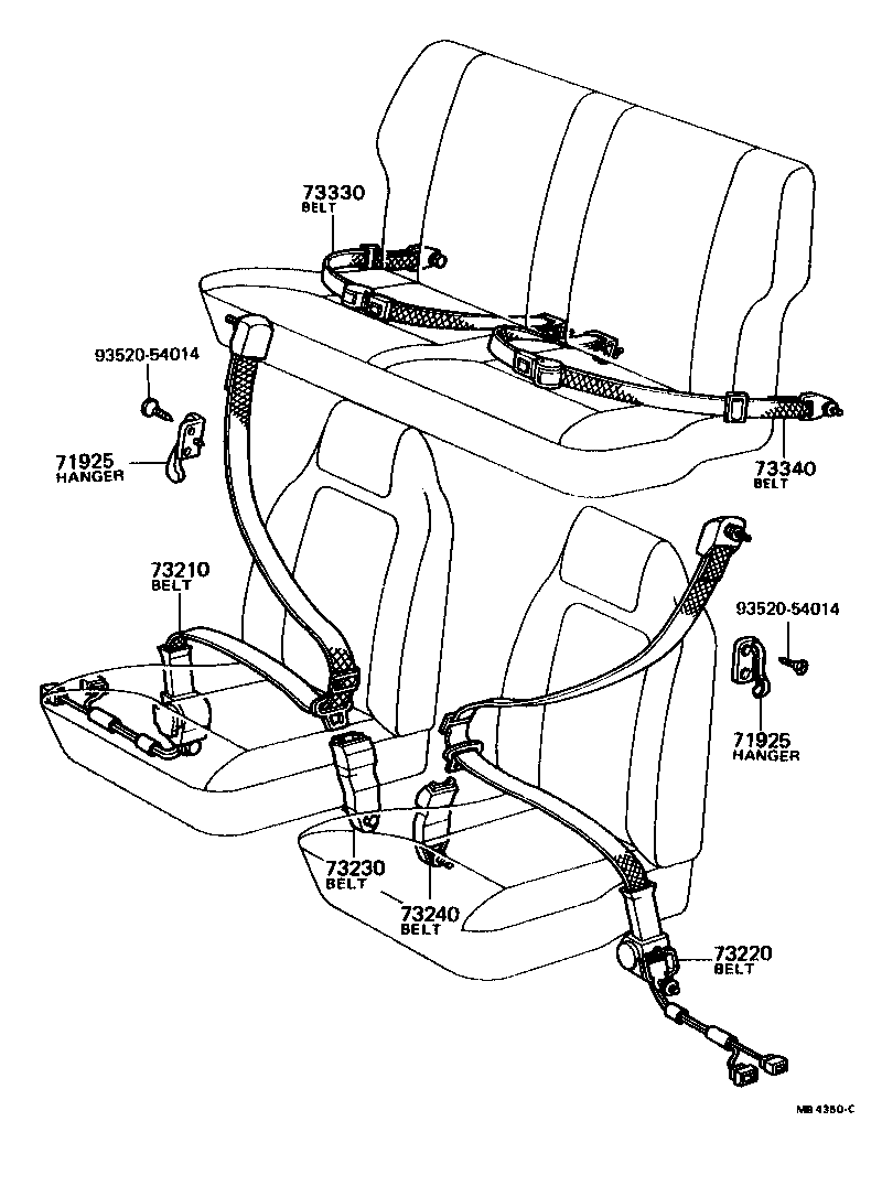 Toyota 73220-12031-04 BELT ASSY, FRONT SEAT OUTER, LH