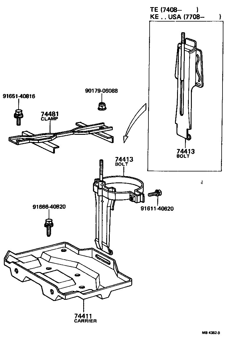 Toyota 74404-12090 CLAMP, BATTERY HOLD DOWN