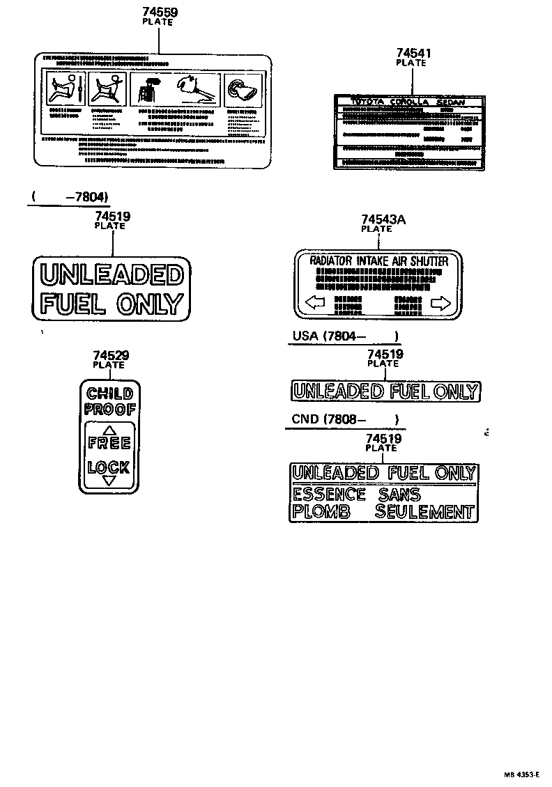 Toyota 69339-14010 PLATE, CHILD PROOF OR CHILD PROTECTOR LOCK CAUTION