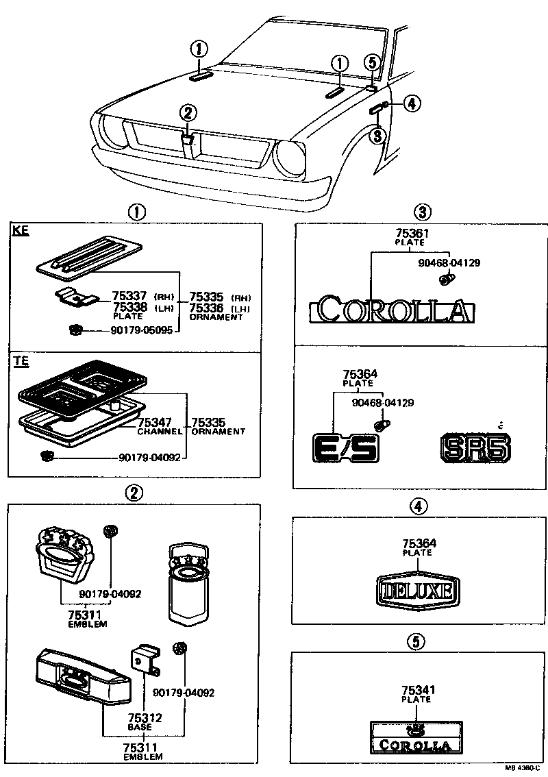 Toyota 75461-12010 PLATE, REAR NAME, NO.5 (MECHANISM)