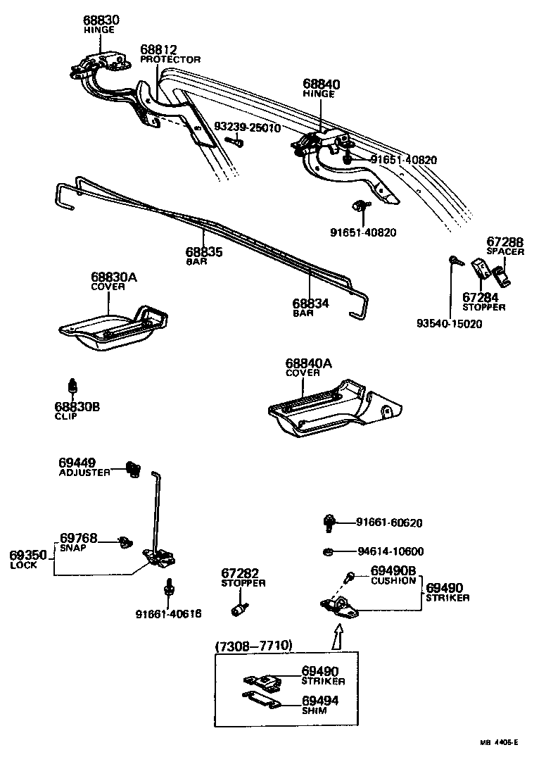 Toyota 67281-91256 STOPPER, BACK DOOR, NO.1