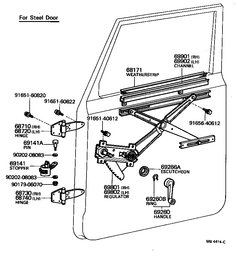 Toyota 68710-90351 HINGE ASSY, FRONT DOOR, UPPER RH